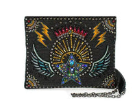 Mary Frances Starstruck Crossbody handbag featuring a star with wings and lightning bolt embellishments.