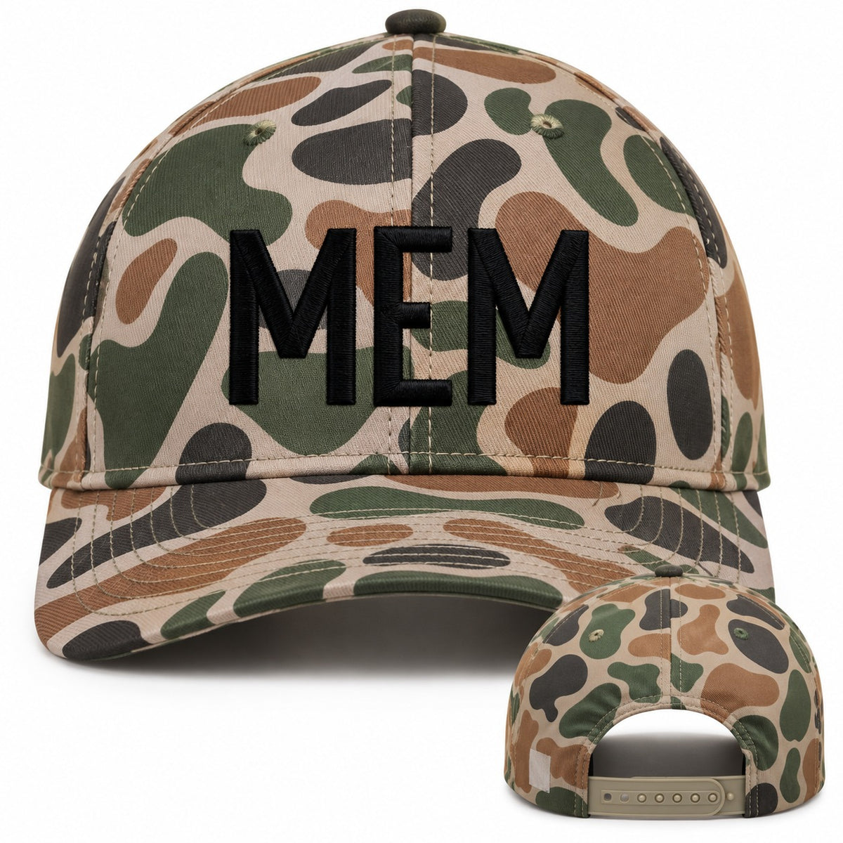MEM Embroidered Snapback Hat - Camo