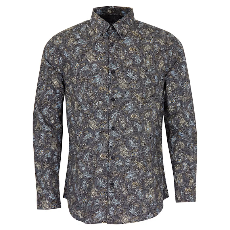 Morris Madrid Paisley Sport Shirt - Smoke Lords of Harlech