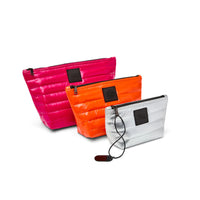 Travel Trio Organizational Pouches - Fuchsia, Orange & Silver