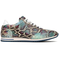 Peri Python Embossed Calfskin Sneakers Multi Blue