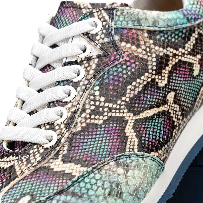 Peri Python Embossed Calfskin Sneakers Multi Blue