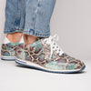 Peri Python Embossed Calfskin Sneakers Multi Blue