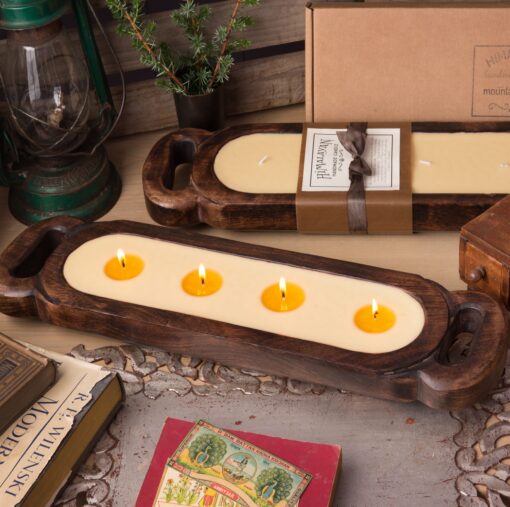 Medium Wood Candle Tray - Tobacco Bark