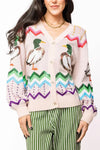 Beige Multi Zig Zag Duck Cardigan Queen of Sparkles