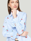 Sky Blue Shirt with Cherry Embroidery Vilagallo