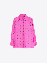 PINK SILK SHIRT EQUESTRIAN PRINT Vilagallo
