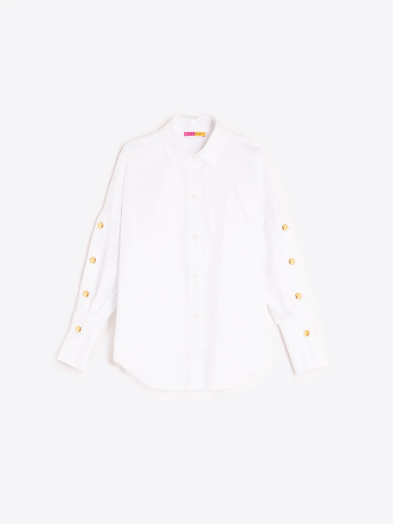 White Shirt with Gold Sleeve Buttons Vilagallo