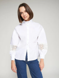 WHITE POPLIN SHIRT WITH LACE SLEEVES Vilagallo