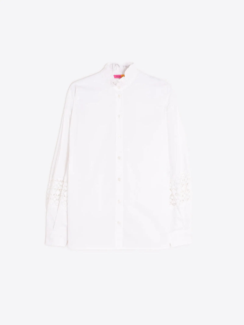 WHITE POPLIN SHIRT WITH LACE SLEEVES Vilagallo