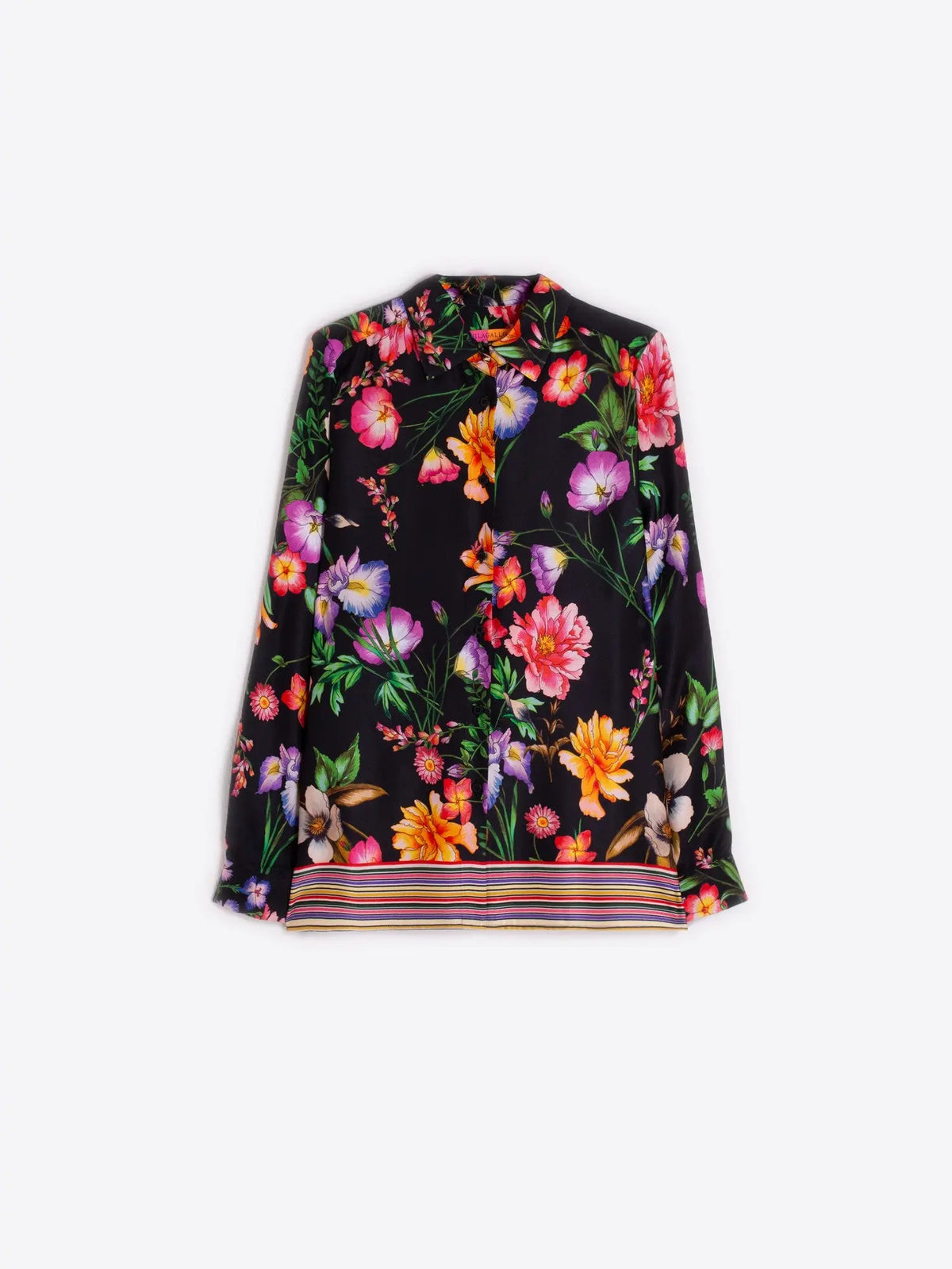 Black Floral Print Shirt Vilagallo