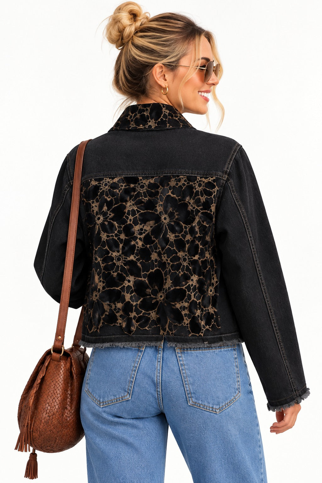 The Dark Denim Jacket / Woven Burgandy