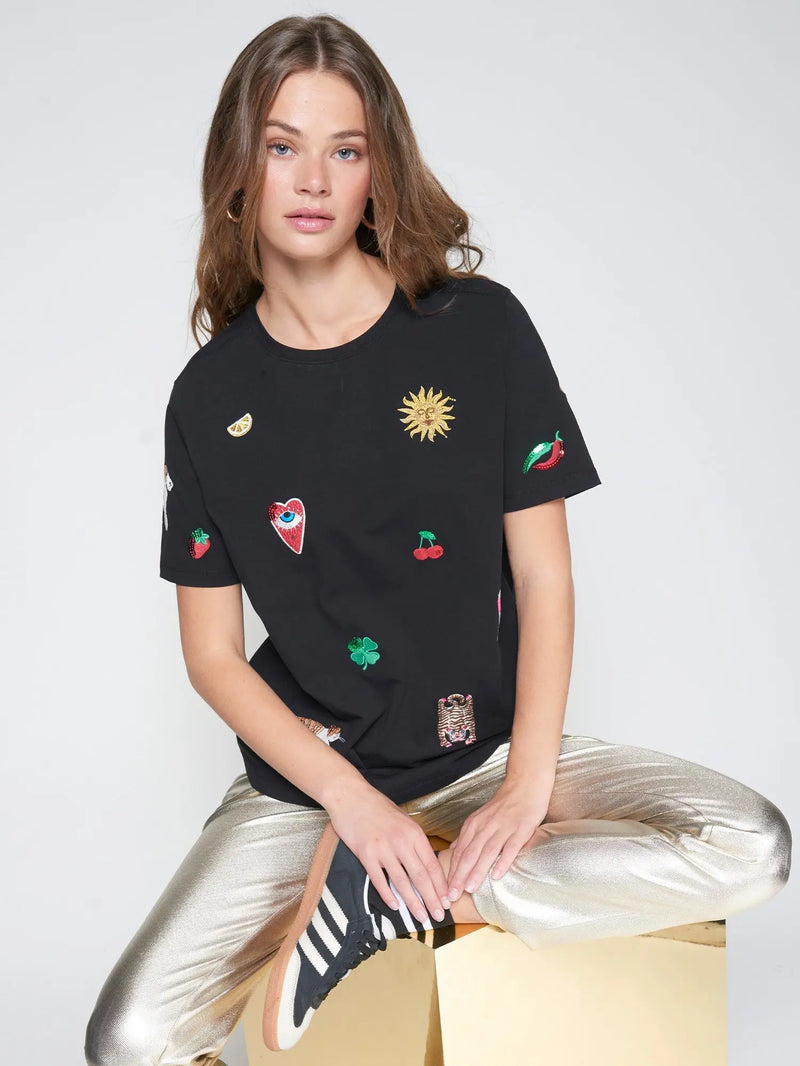 Amalia Black Embroidered T-Shirt Vilagallo