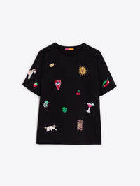 Amalia Black Embroidered T-Shirt Vilagallo