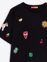 Amalia Black Embroidered T-Shirt Vilagallo