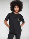 Black Embellished Heart T-Shirt Vilagallo