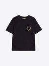 Black Embellished Heart T-Shirt Vilagallo
