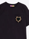 Black Embellished Heart T-Shirt Vilagallo