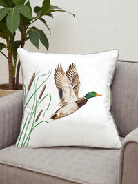 In Flight Mallard & Cattails Indoor/Outdoor Throw Pillow