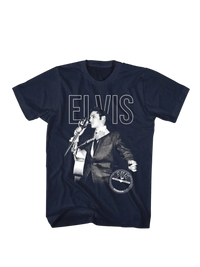 Elvis On The Mic Tee - Navy American Classics