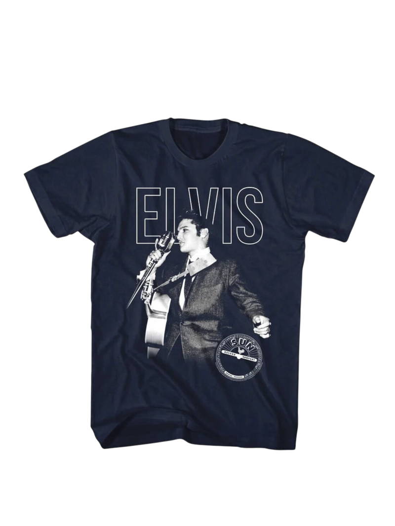 Elvis On The Mic Tee - Navy American Classics