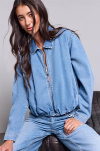 BLUE THREAD Bubble Hem Denim Jacket