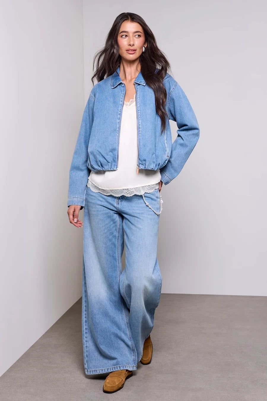 BLUE THREAD Bubble Hem Denim Jacket