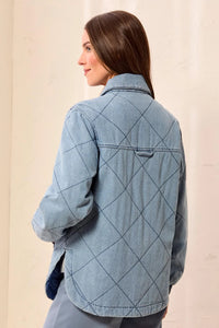 Quilted Snap Front Soft Denim Jacket
