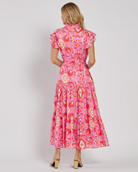 Mirabella Dress Cotton Voile - Gilded Garden Peony Pink Gold