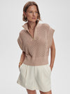 Gaines Half Zip Knit - Light Taupe