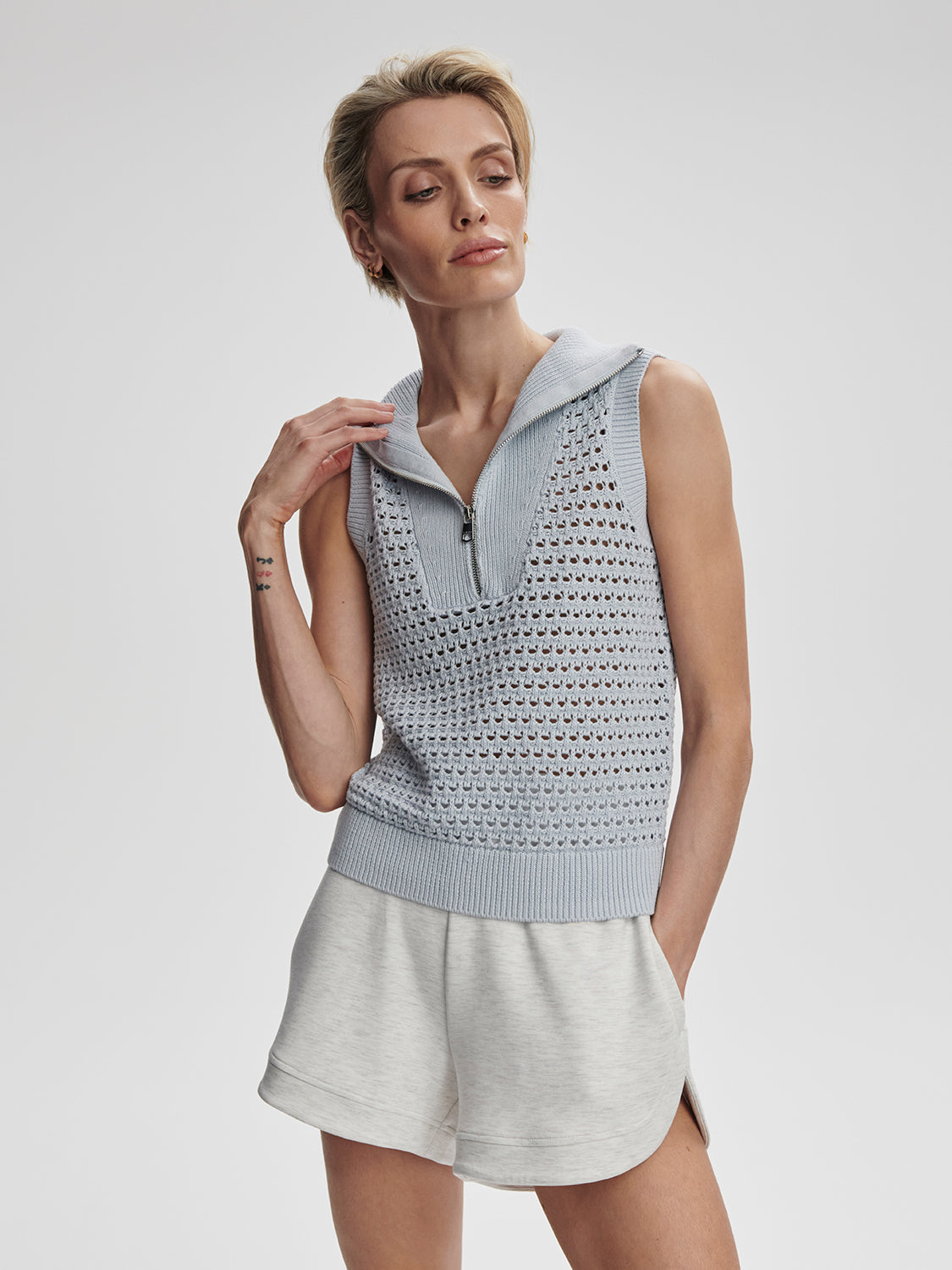 Bains Half Zip Tank - Plien Blue VARLEY