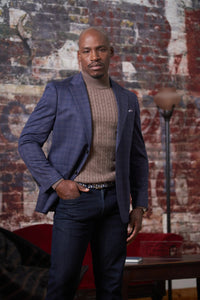 Cedarvale Sport Coat – Navy with Brown Check 7 Downie St.