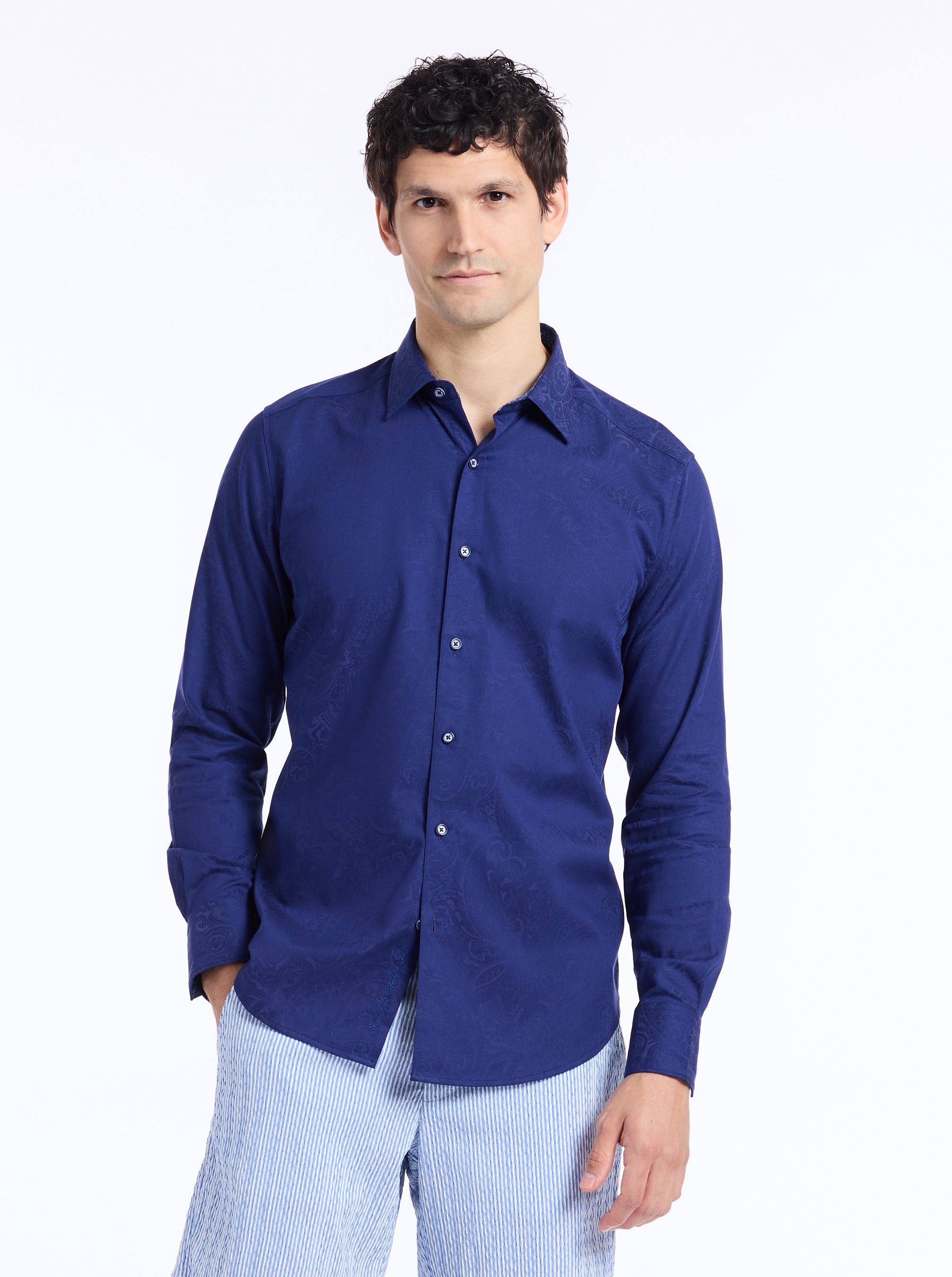 Hudson Navy Paisley Sport Shirt