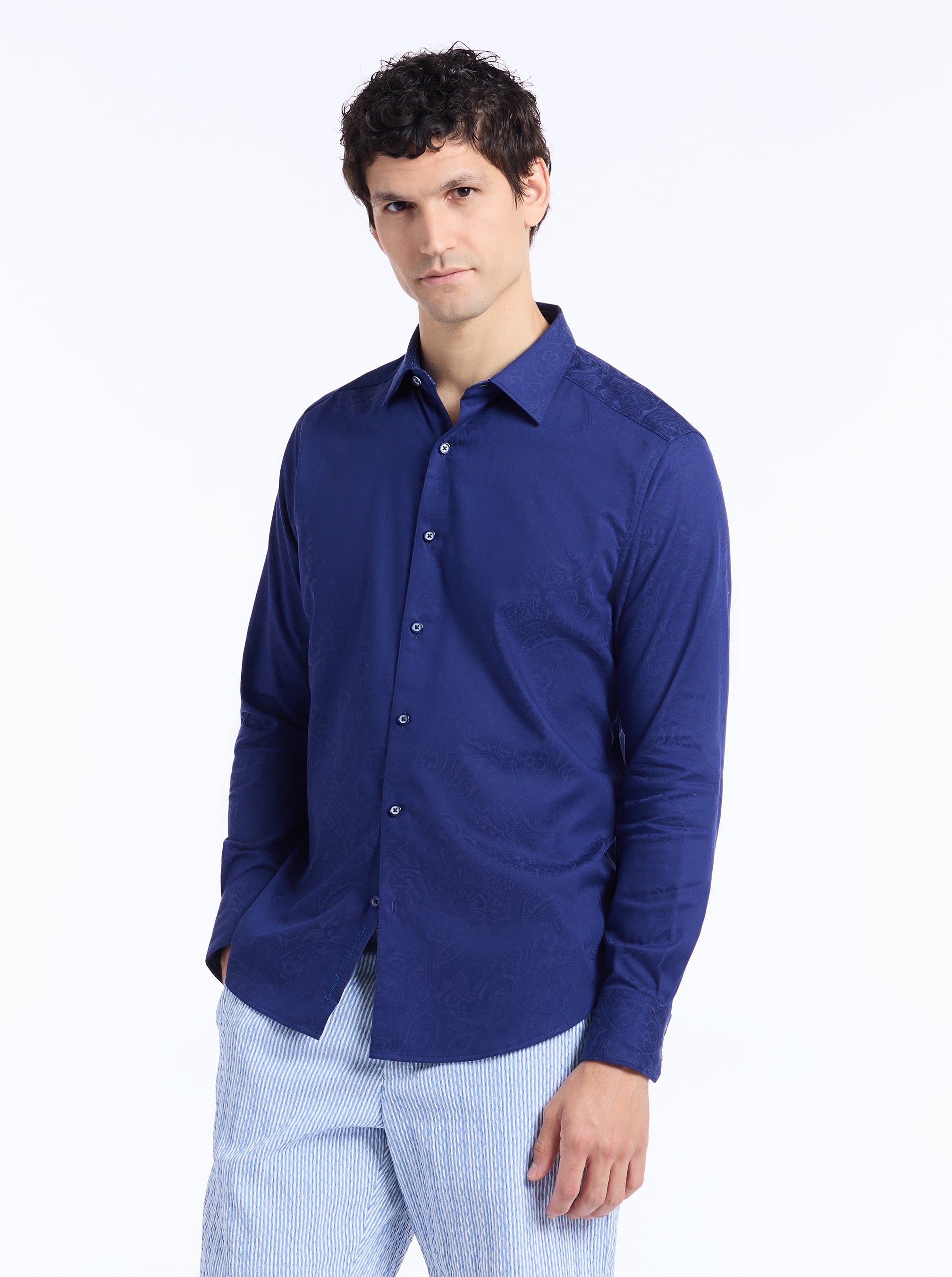 Hudson Navy Paisley Sport Shirt