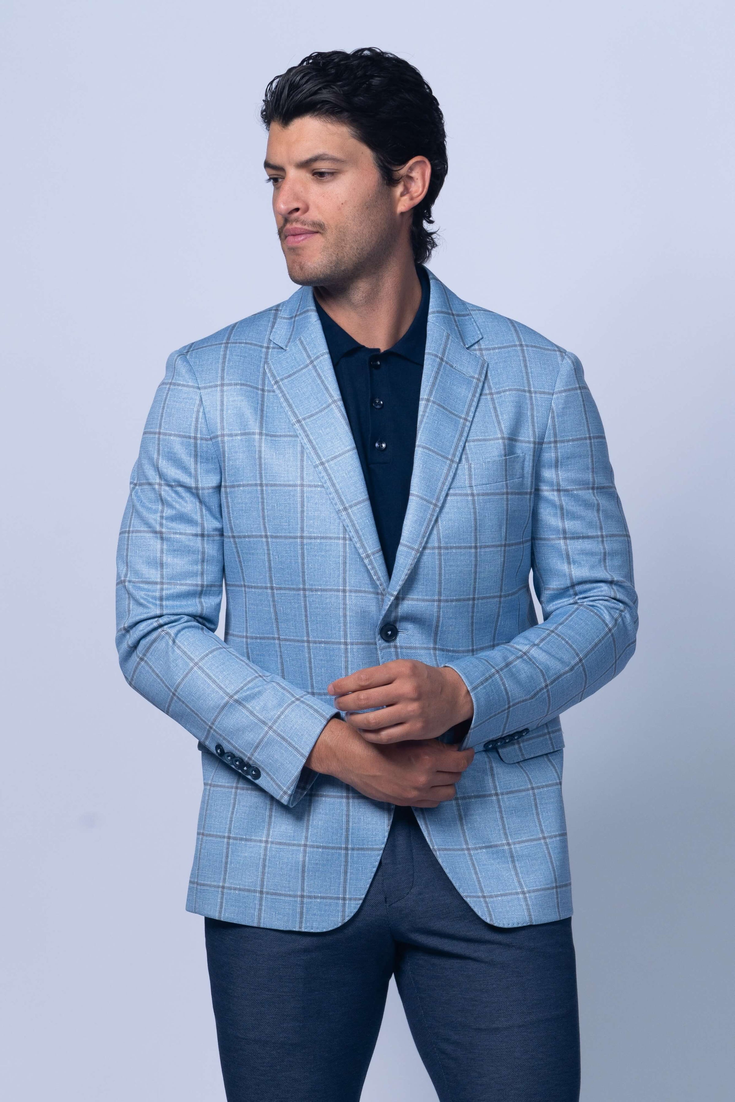 Oakdale Blue Cotton Windowpane Sport Coat