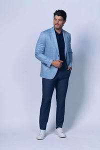 Oakdale Blue Cotton Windowpane Sport Coat