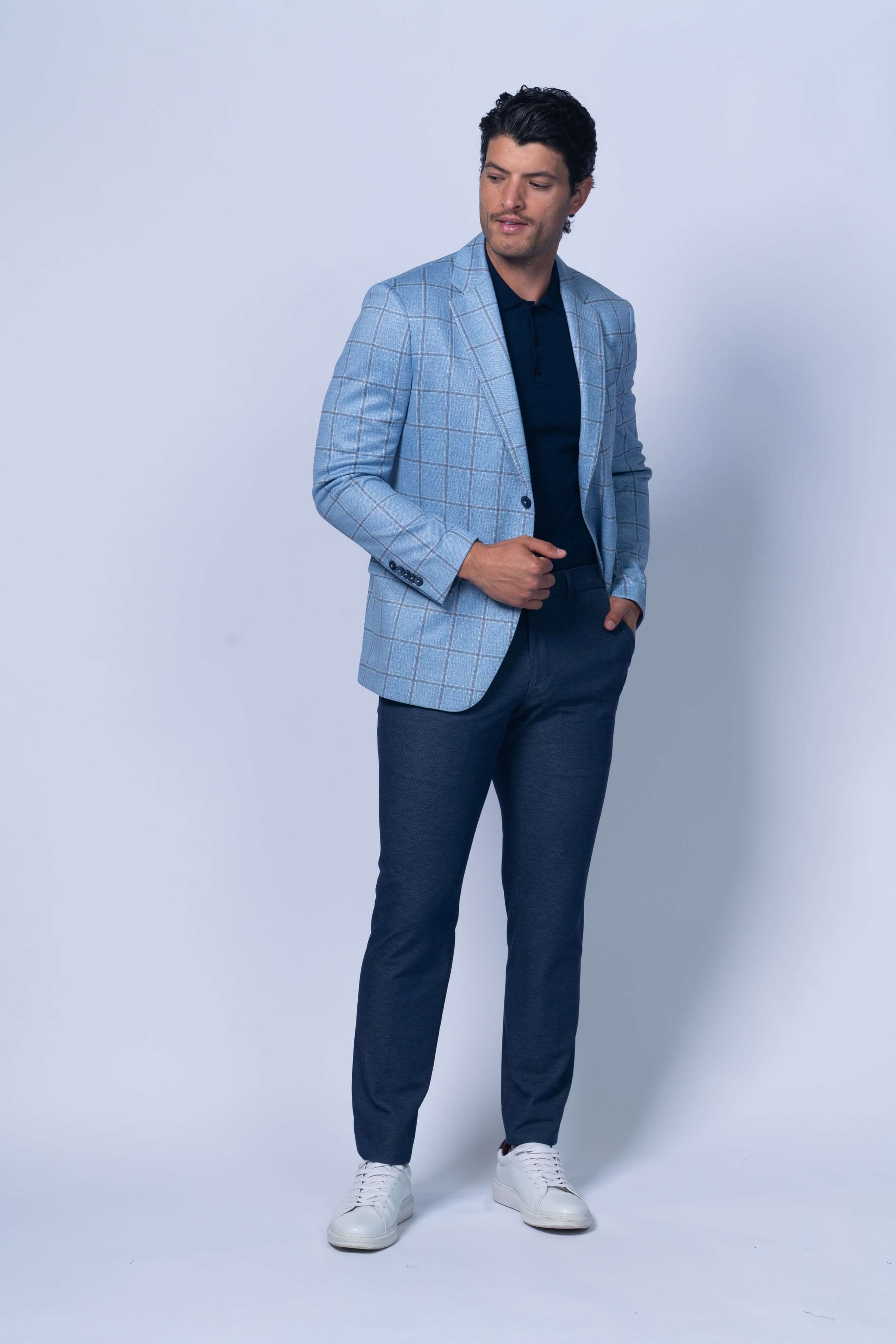 Oakdale Blue Cotton Windowpane Sport Coat