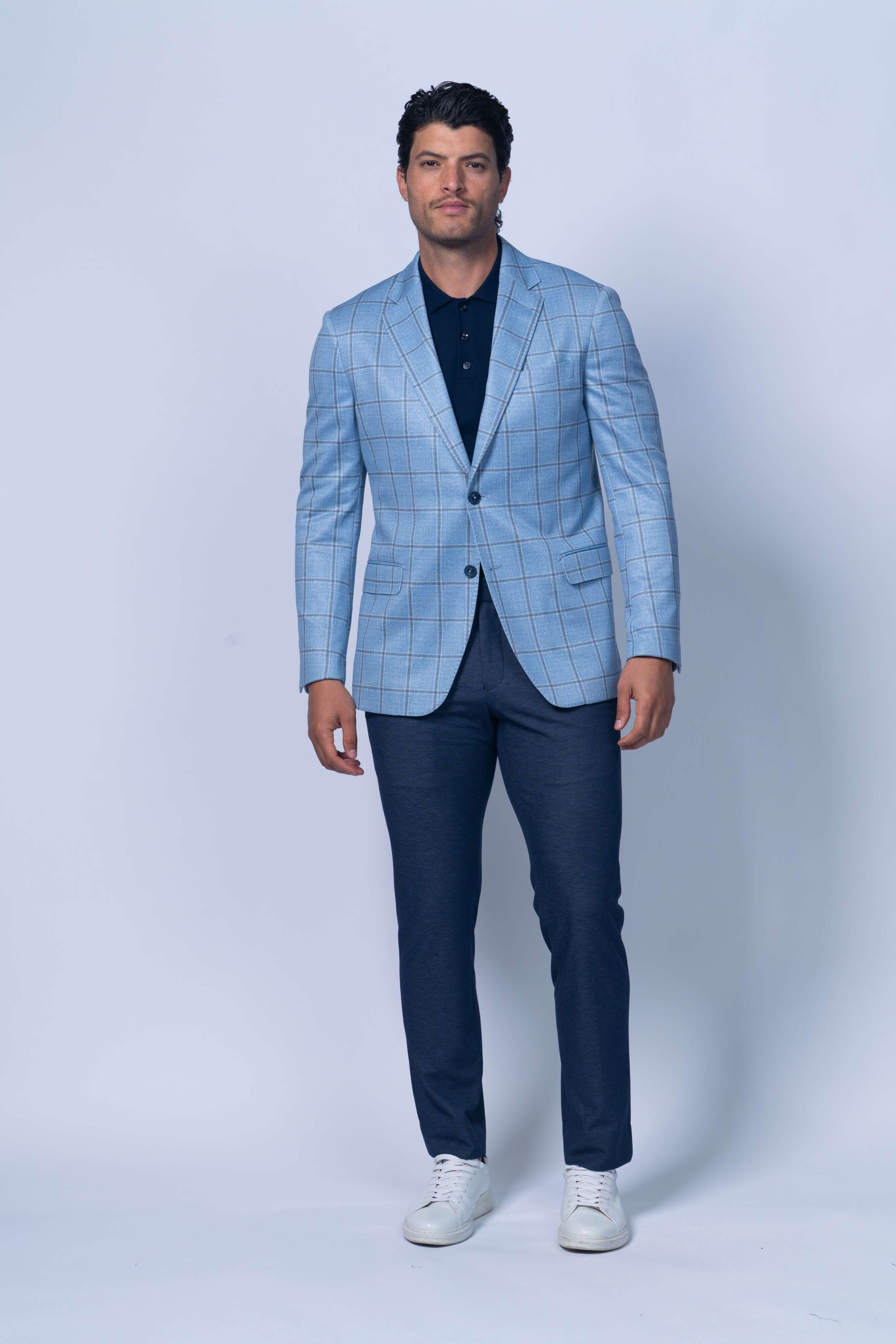 Oakdale Blue Cotton Windowpane Sport Coat