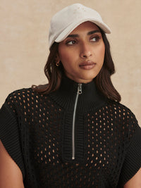 Gaines Black Half Zip Knit