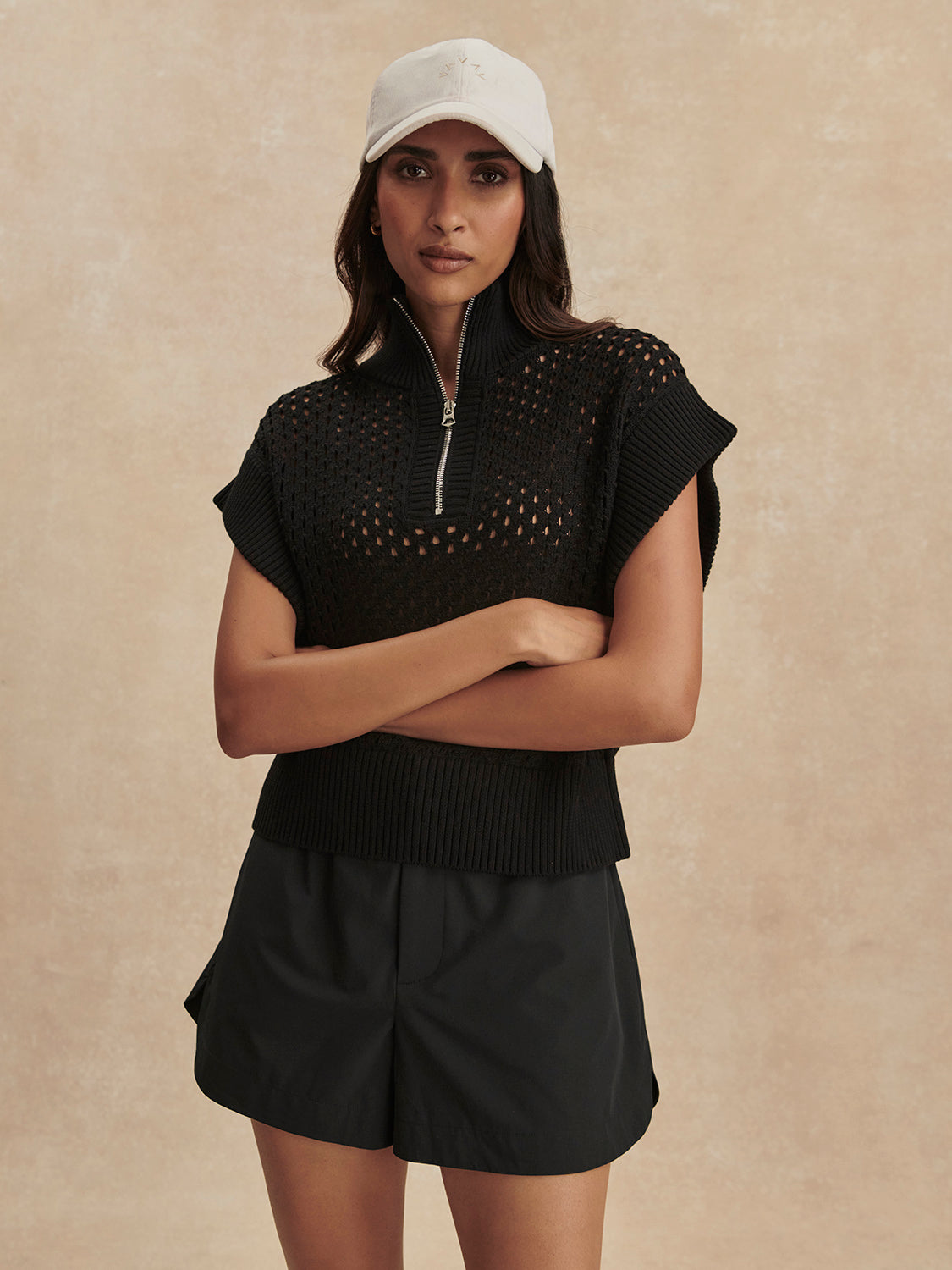 Gaines Black Half Zip Knit