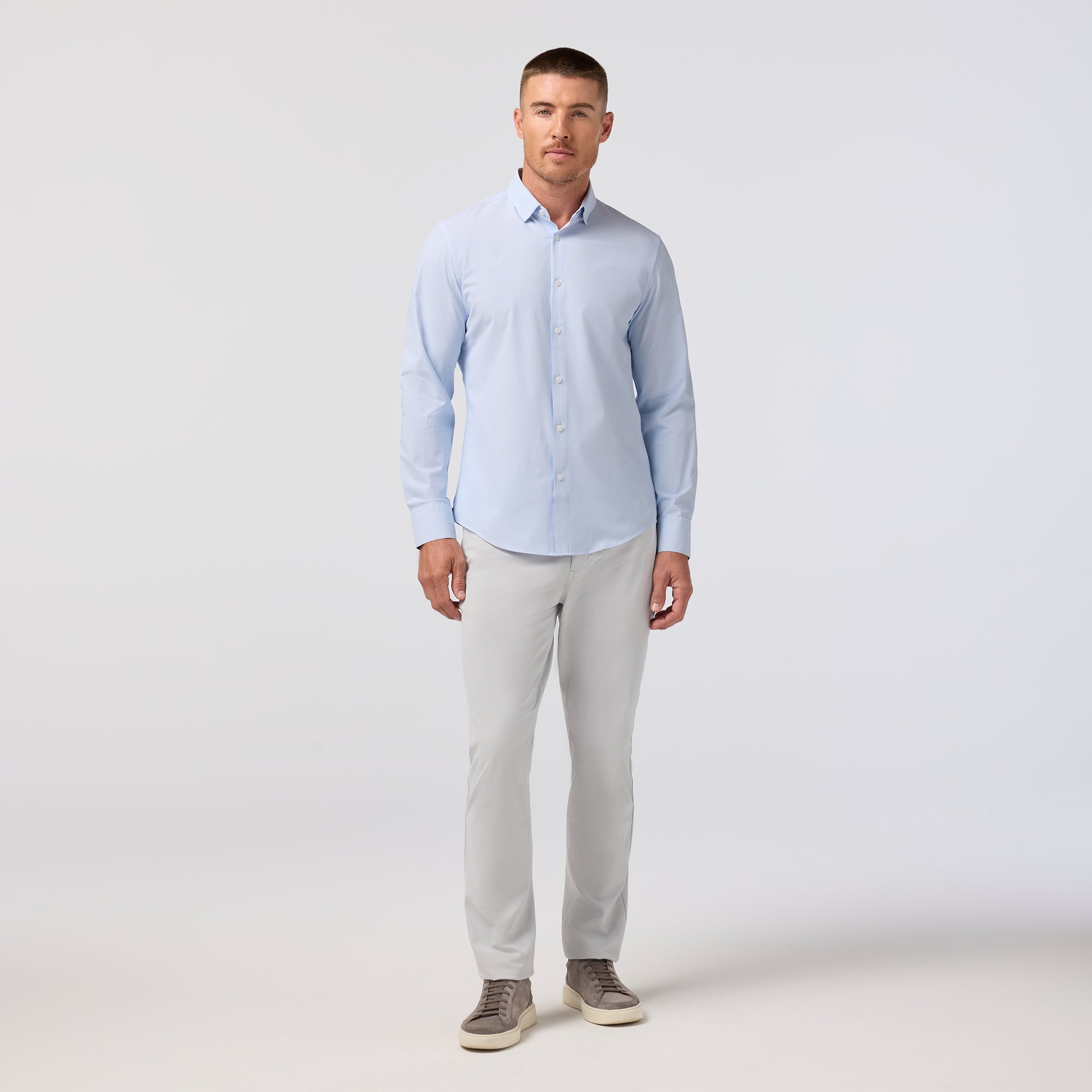 Leeward No Tuck Dress Shirt - Blue Stripe
