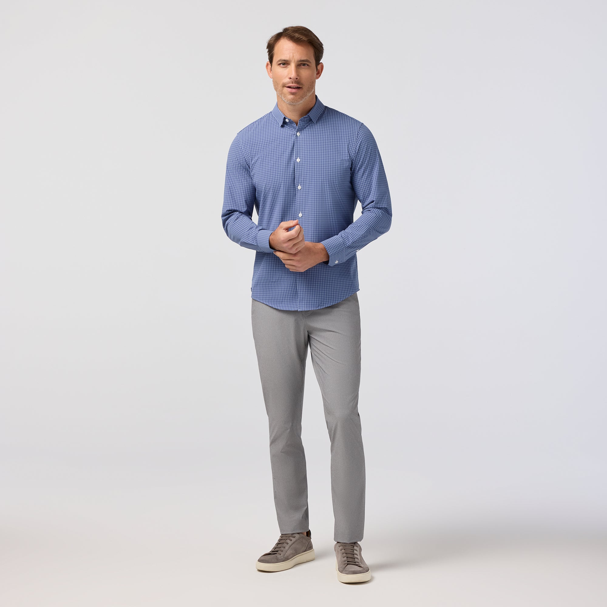 Leeward No Tuck Dress Shirt - Blue Window Pane