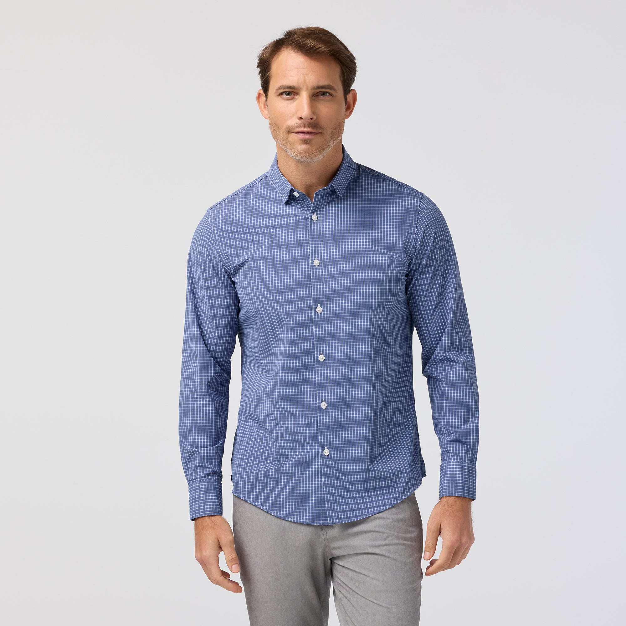 Leeward No Tuck Dress Shirt - Blue Window Pane