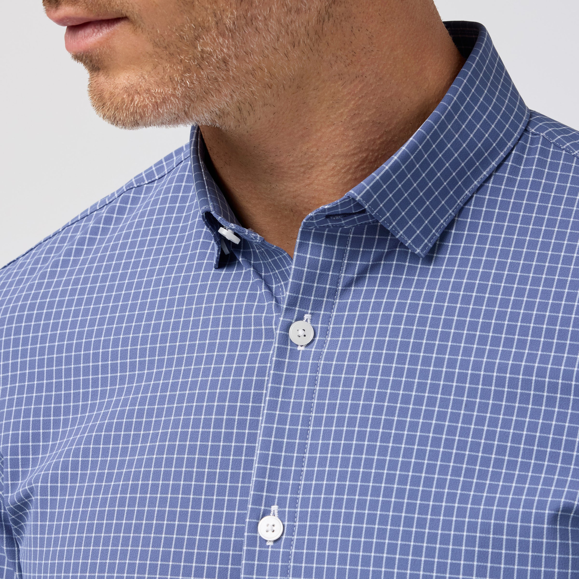 Leeward No Tuck Dress Shirt - Blue Window Pane
