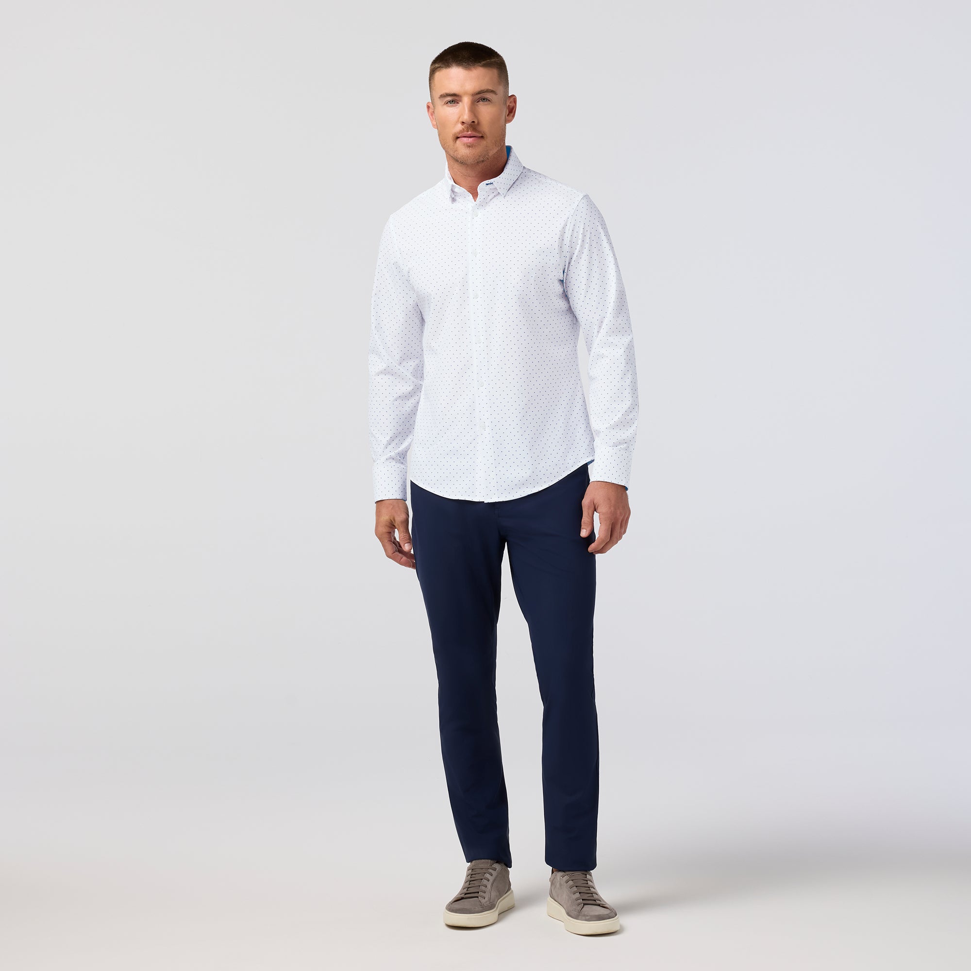 Leeward No Tuck Dress Shirt - Navy Geo