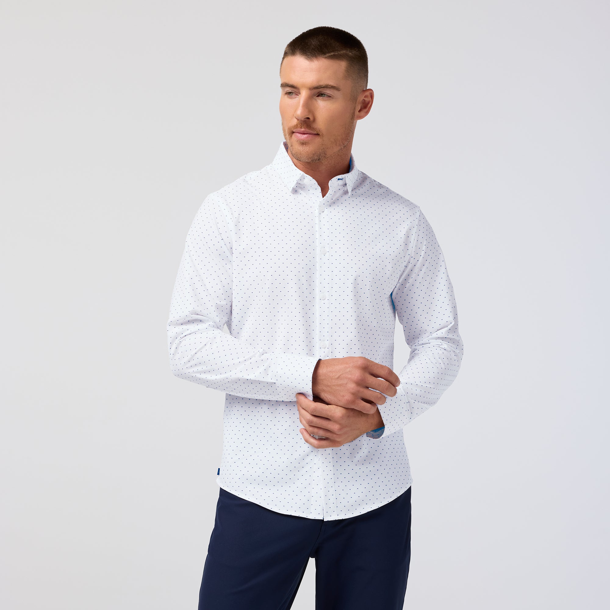 Leeward No Tuck Dress Shirt - Navy Geo