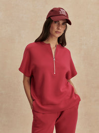 Adria Half Zip Sweat - Rich Raspberry