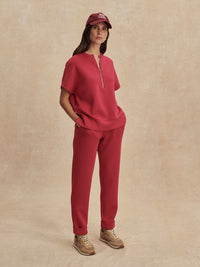 Adria Half Zip Sweat - Rich Raspberry