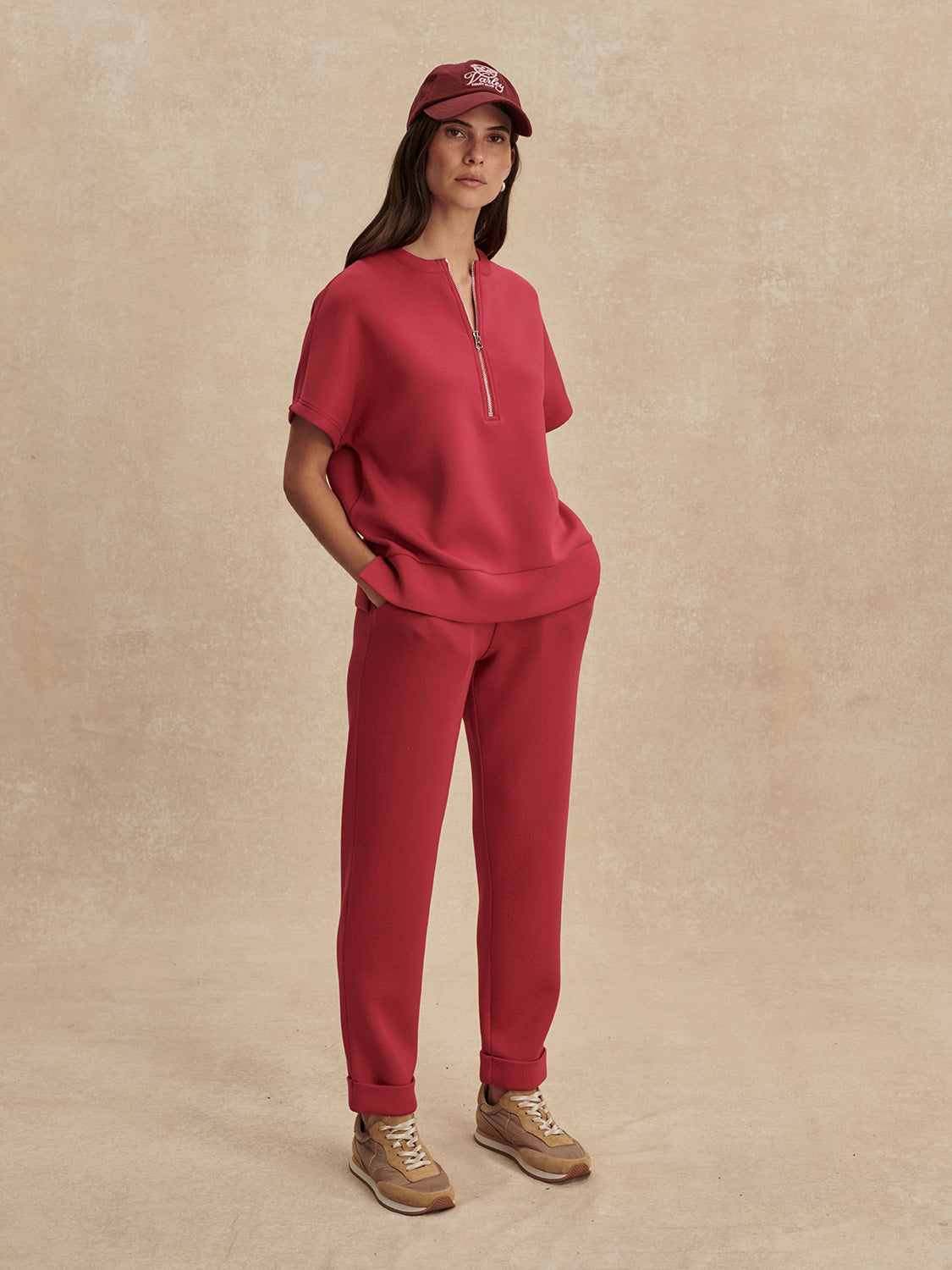 Adria Half Zip Sweat - Rich Raspberry