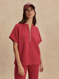 Adria Half Zip Sweat - Rich Raspberry
